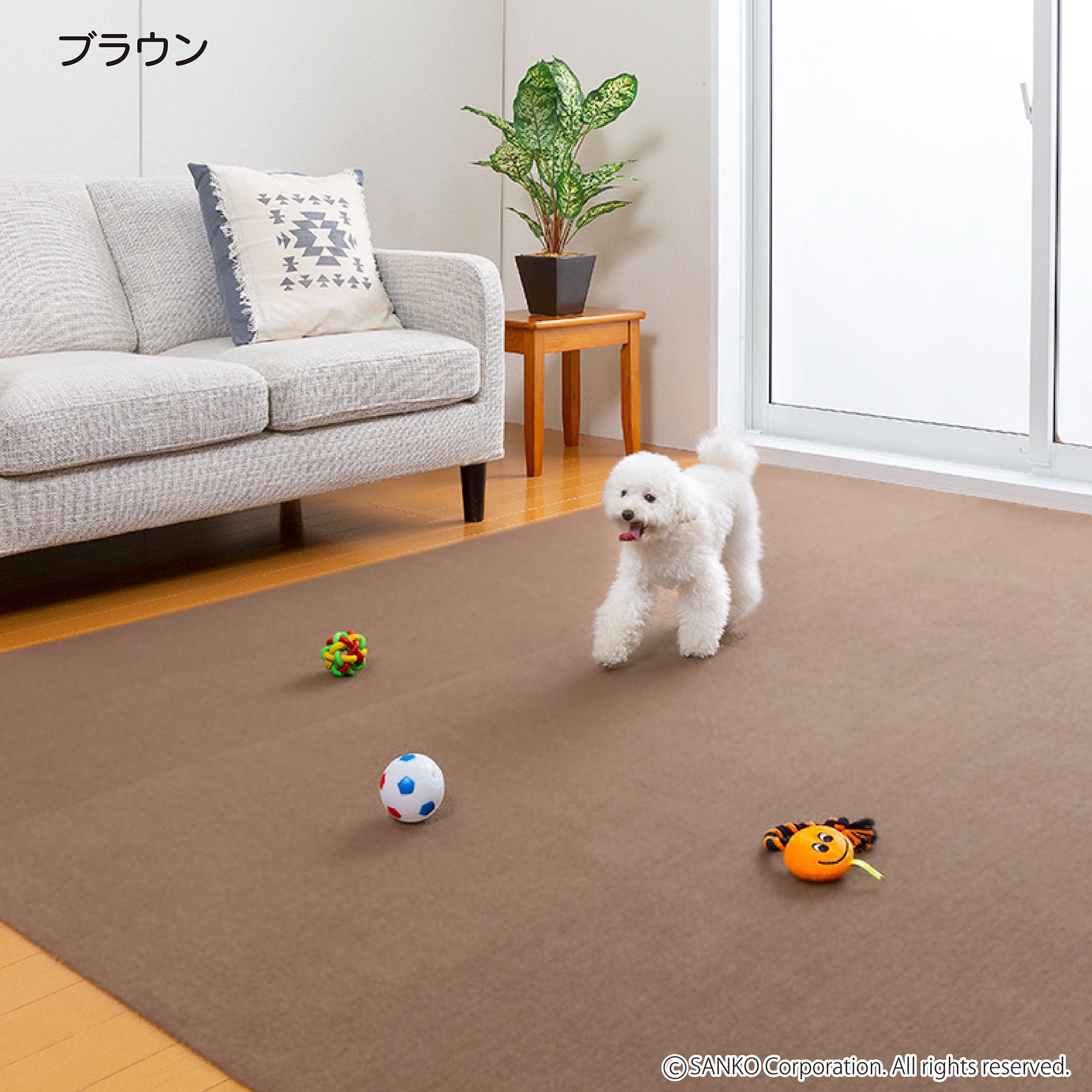 サンコー　タイルマット 30cm x 30cm ブラウン　新品未使用　44枚 日本製 洗える ペット バリアフリータイルマット 30cm角 100枚入