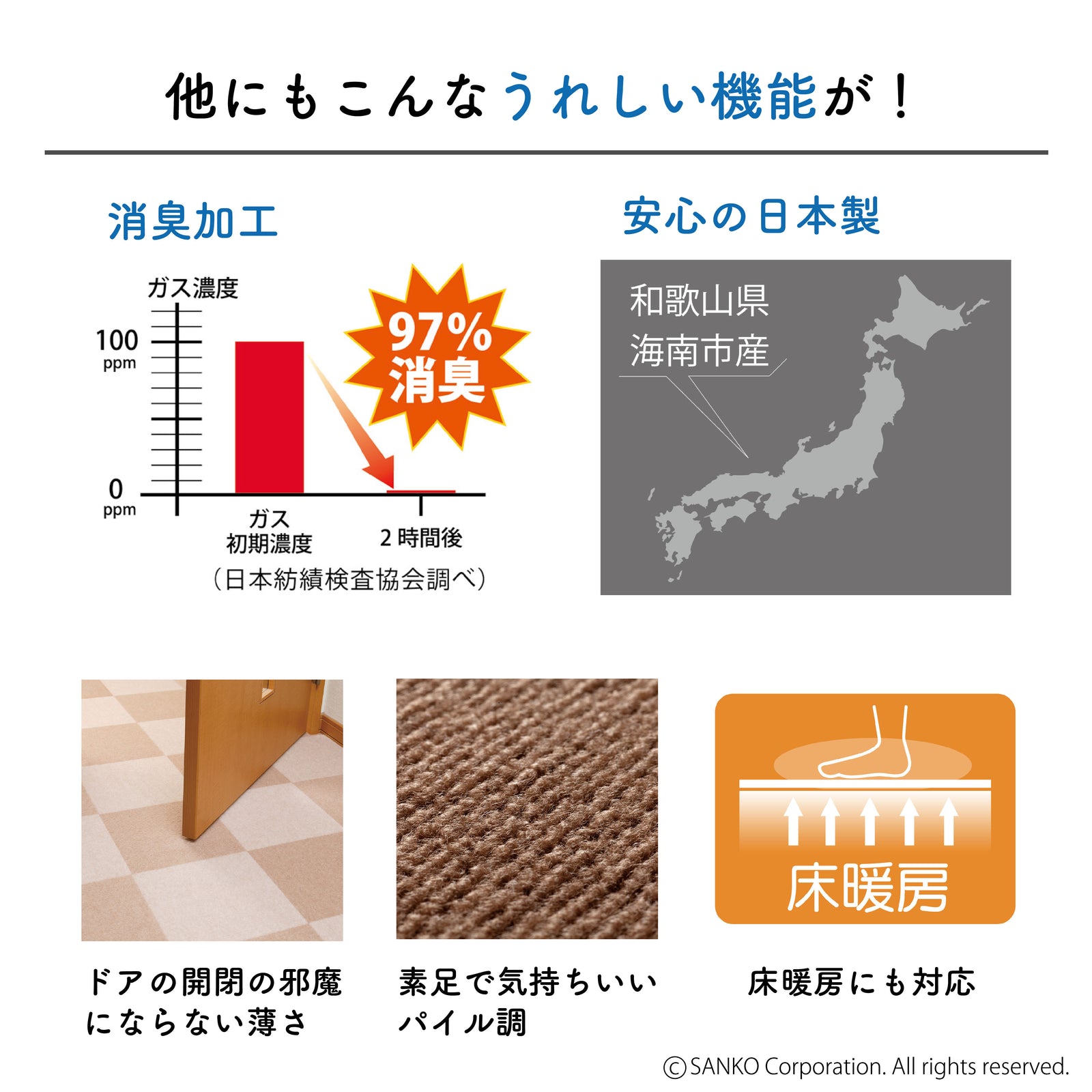 日本製 撥水 洗える ペット 撥水タイルマット 30cm角 100枚入 サンコー